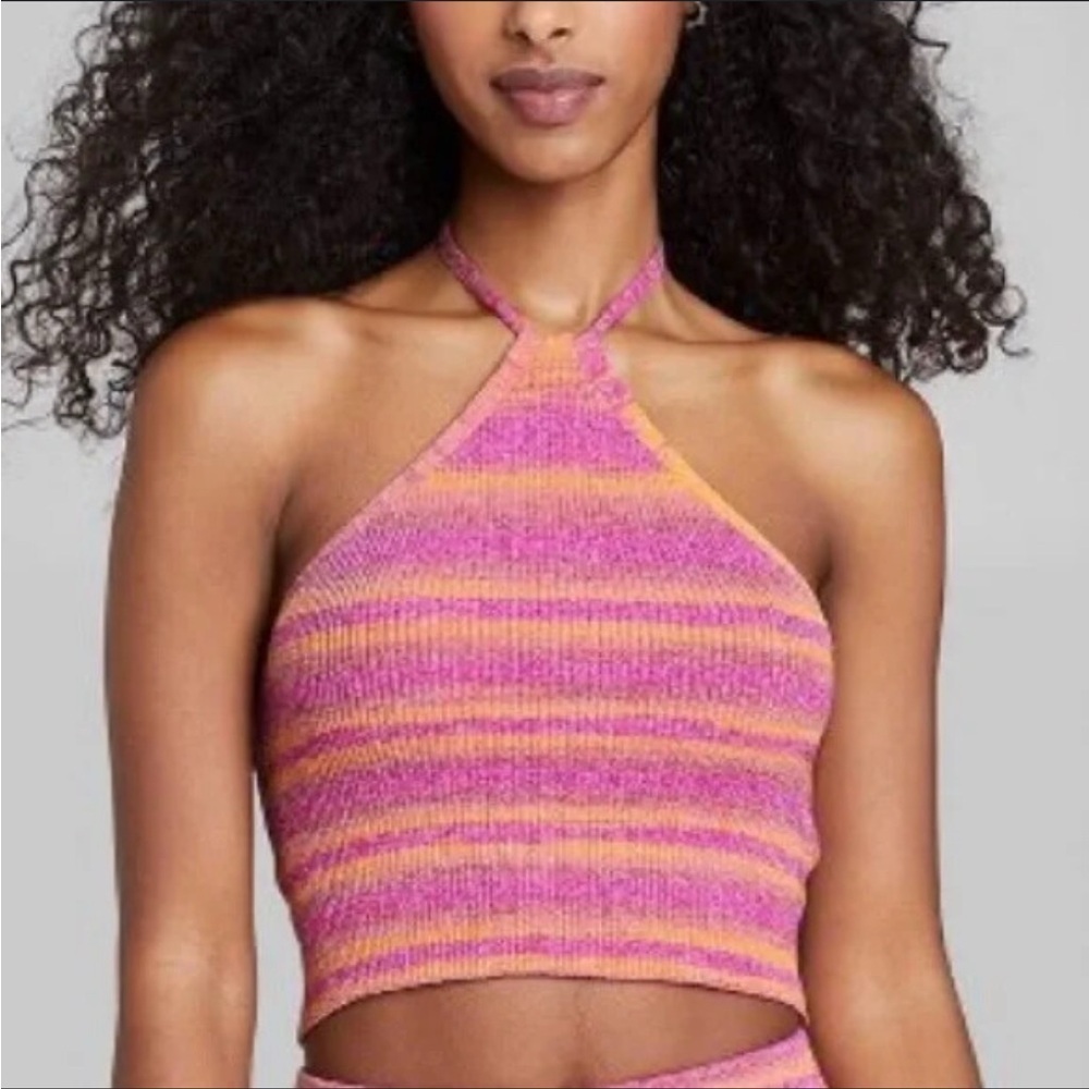 Wild Fable Y-neck Crop Sweater Tank Halter Cropped Top M